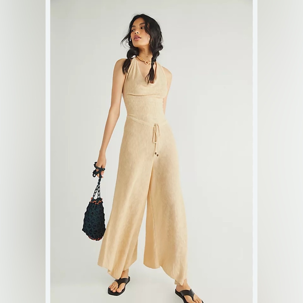 Free People Beach Everly Sweater One-Piece Cream Jumpsuit Onesie Size XS